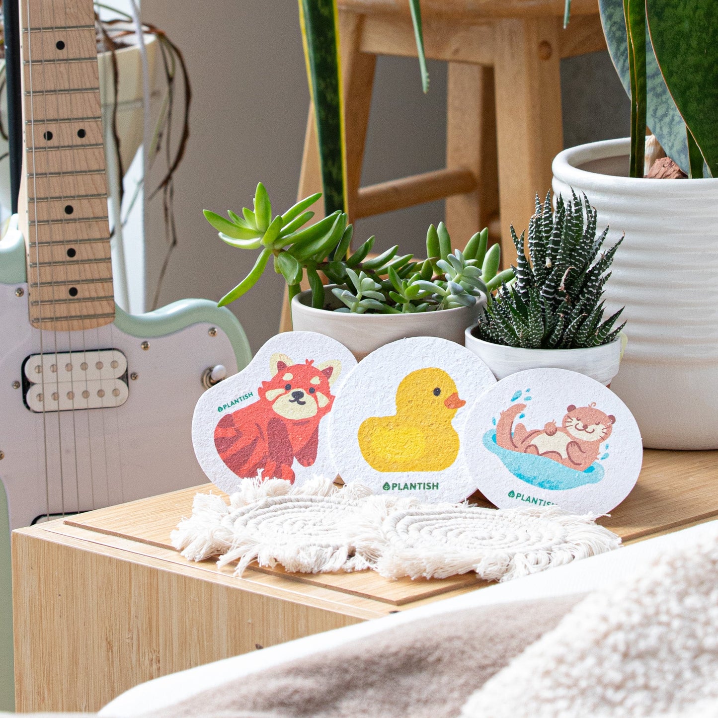 Set of 3 Furry Friends Pop up Sponges + Hook-1