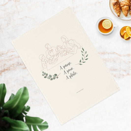 Organic Tea Towel: A Pause, A Pour, A Plate